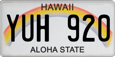 HI license plate YUH920