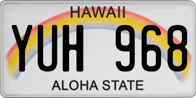 HI license plate YUH968