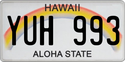 HI license plate YUH993