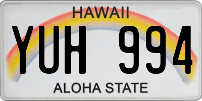 HI license plate YUH994