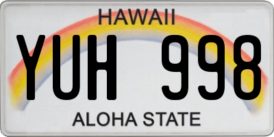 HI license plate YUH998