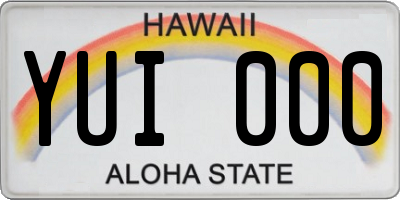 HI license plate YUI000