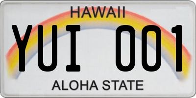 HI license plate YUI001