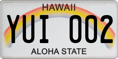HI license plate YUI002