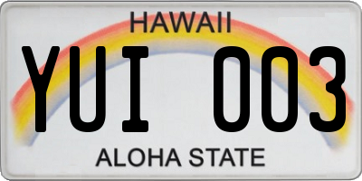 HI license plate YUI003