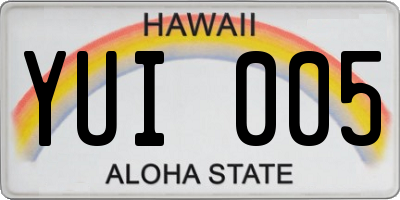 HI license plate YUI005