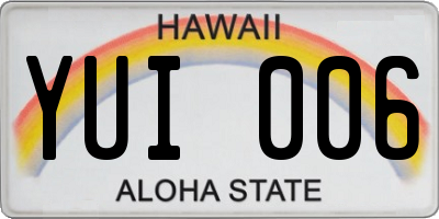 HI license plate YUI006