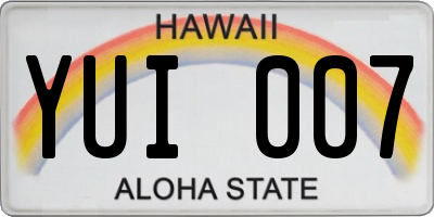 HI license plate YUI007