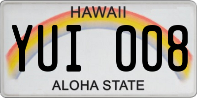 HI license plate YUI008