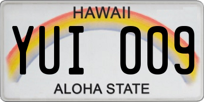 HI license plate YUI009