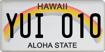 HI license plate YUI010