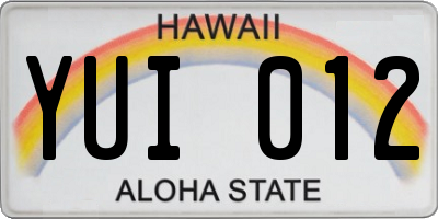 HI license plate YUI012
