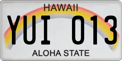HI license plate YUI013