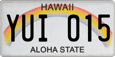 HI license plate YUI015