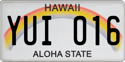HI license plate YUI016