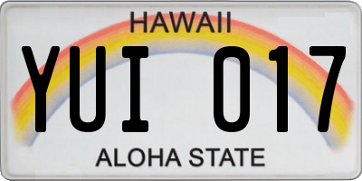 HI license plate YUI017