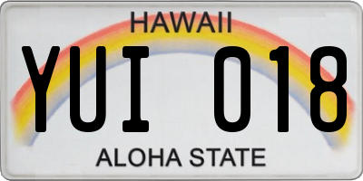 HI license plate YUI018