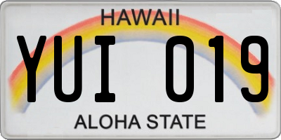 HI license plate YUI019