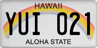 HI license plate YUI021