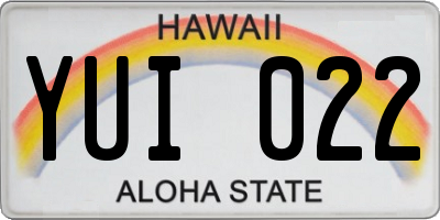 HI license plate YUI022