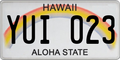 HI license plate YUI023