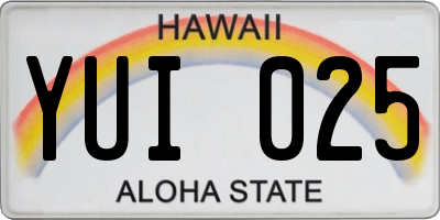 HI license plate YUI025