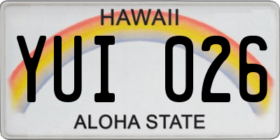 HI license plate YUI026