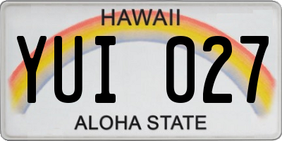 HI license plate YUI027