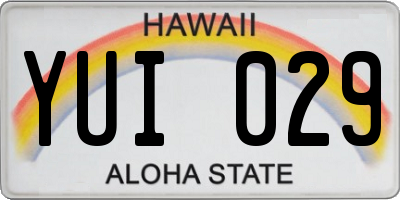HI license plate YUI029