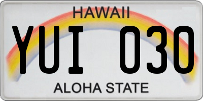 HI license plate YUI030