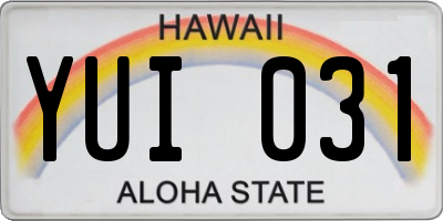 HI license plate YUI031