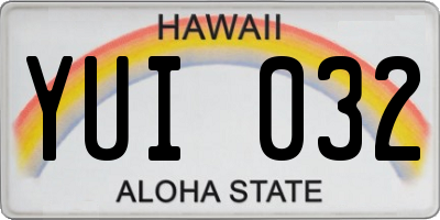 HI license plate YUI032