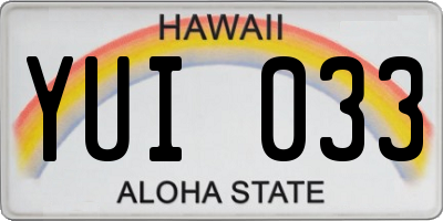 HI license plate YUI033
