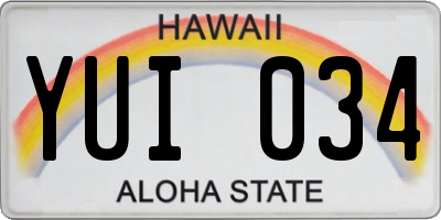HI license plate YUI034