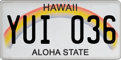 HI license plate YUI036