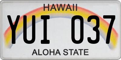 HI license plate YUI037