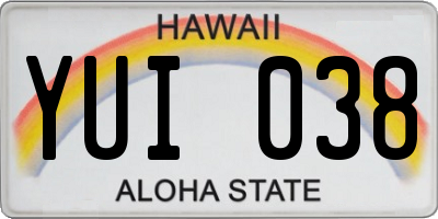 HI license plate YUI038