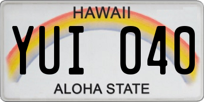HI license plate YUI040