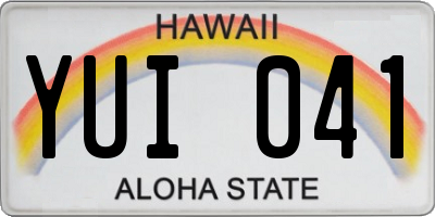 HI license plate YUI041
