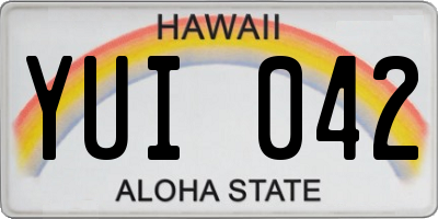 HI license plate YUI042