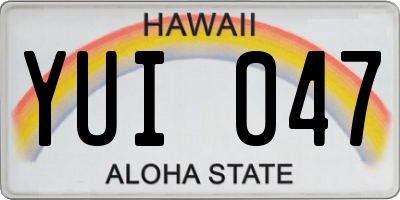 HI license plate YUI047