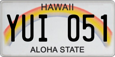 HI license plate YUI051