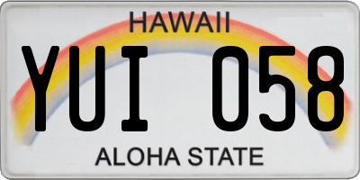 HI license plate YUI058