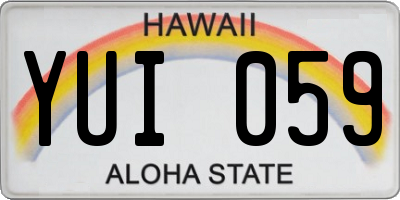 HI license plate YUI059