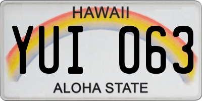 HI license plate YUI063