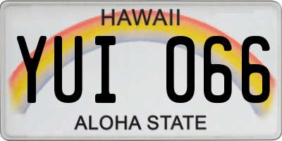 HI license plate YUI066
