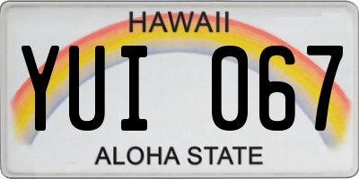 HI license plate YUI067