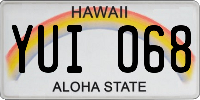 HI license plate YUI068