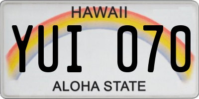 HI license plate YUI070