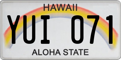 HI license plate YUI071